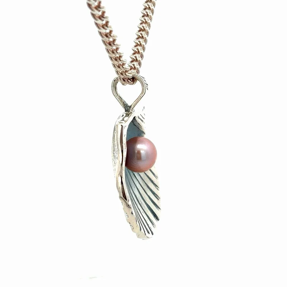Mignon Faget Sterling Silver Pink Pearl Shell Sea Collection Pendant Necklace